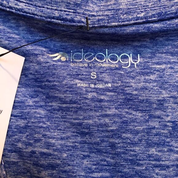 IDEOLOGY- NWT L Sz S Performance V-Neck RapiDry Tee in Deep Cobalt Heather. Cute - Picture 5 of 11